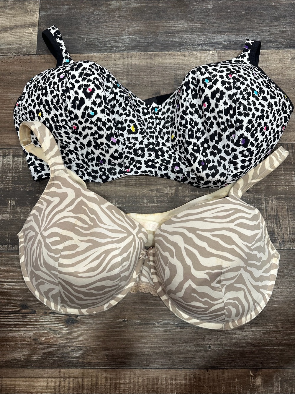 Leopard Print & Zebra Print Women's Full-Coverage Bras - White/Black & Beige/Tan